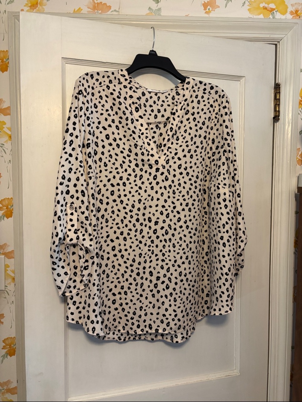 Womens Cream Leopard Print Blouse by Lush Sz 2X